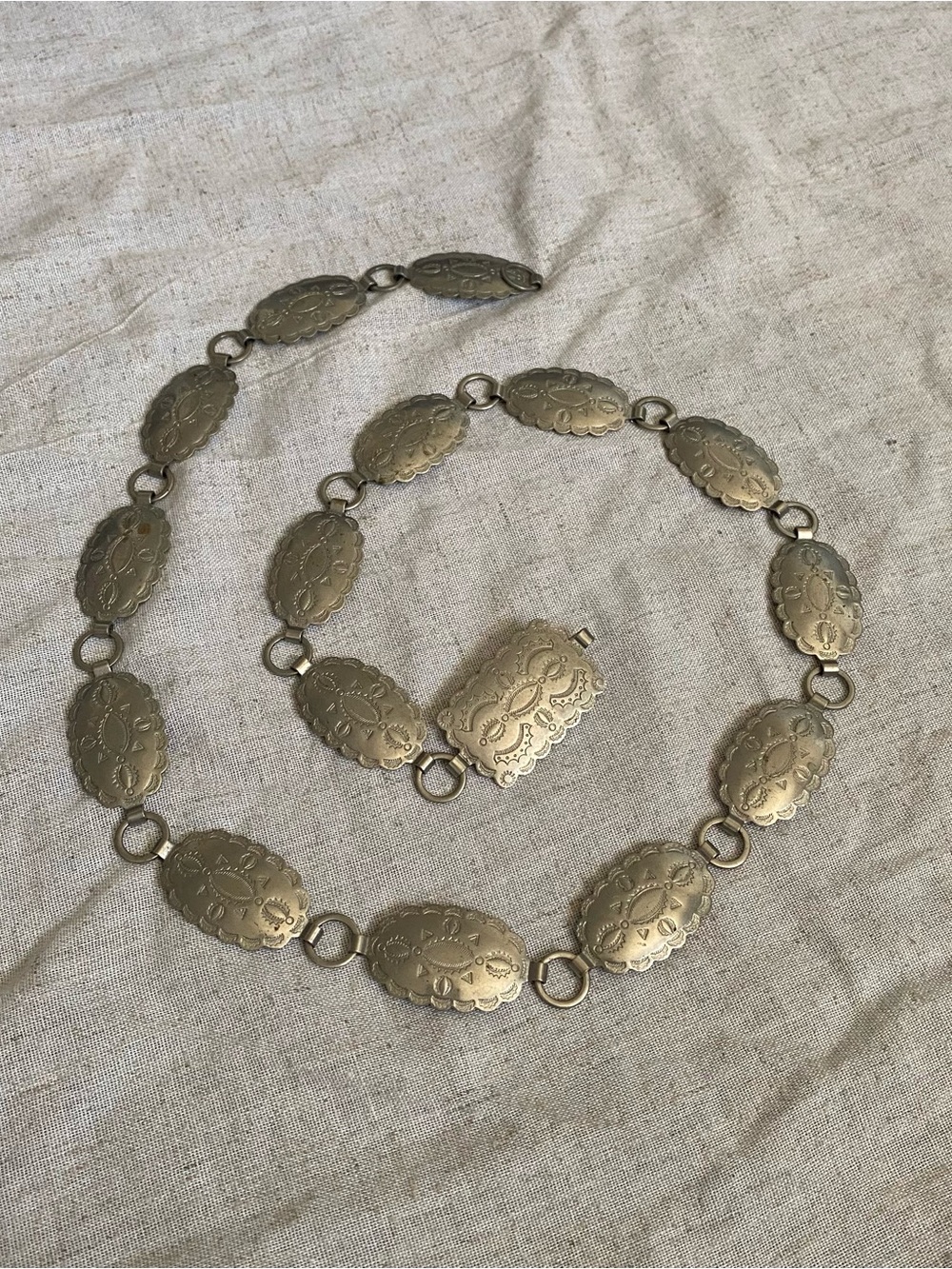 Vintage Boho Chic silver concho style chain belt
